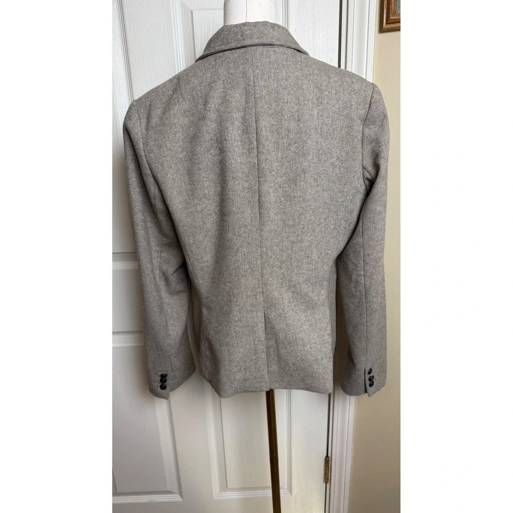Banana Republic Womens 12 Tan Herringbone‎ Wool Blend Two Button Blazer Jacket